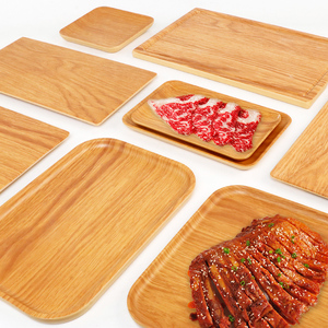 仿竹木纹密胺盘子仿瓷商用火锅菜盘平盘塑料长方形烤肉寿司大摆盘