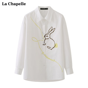 拉夏贝尔/La Chapelle兔子大版衬衫女韩版宽松显瘦别致小衫衬衣春