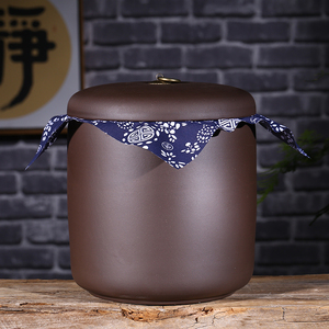 宜兴紫砂茶叶罐七饼手工大号中式普洱茶存储醒茶缸密封罐茶具促销