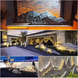 天然雪浪石切片组合背景墙造景户外室内假山石景观庭院枯山景摆件