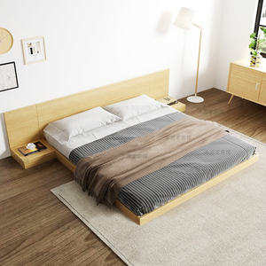 北欧日式榻榻米床大通铺低床双人落地床单人民宿酒店标间地台矮床
