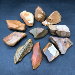 石缘屋新疆哈密戈壁彩泥石画面泥石玉化泥天然造型小原石一组3号