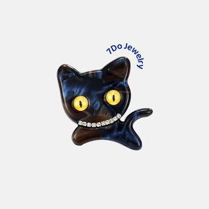 7Do可爱韩国醋酸小黑猫胸针设计感小众大衣西装胸花别针配饰礼物