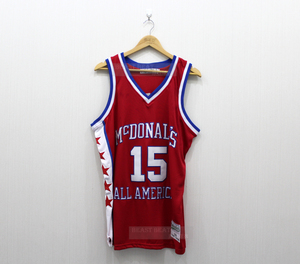 文斯·卡特 15号红色麦当劳联赛 刺绣篮球球衣背心球服