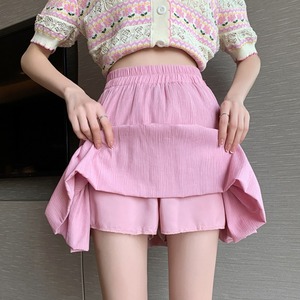 小个子粉色半身裙女夏季新款荷叶边a字百褶裙高腰显瘦防走光短裙