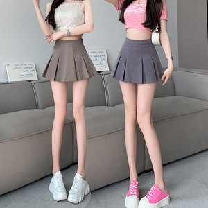 百褶裙女夏小个子超短裙2024年新款韩版显瘦A字裙高腰裙子半身裙