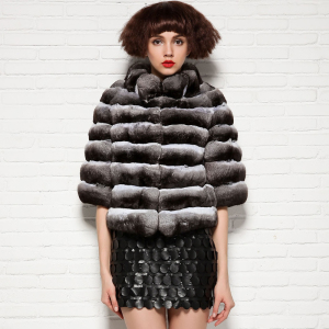 高街范 2017女装显瘦南美栗鼠 至臻奢侈青紫蓝龙猫皮草外套