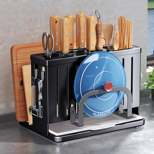 厨房刀架置物架家用台面放锅盖砧板菜刀具筷子筒一体用品收纳架子