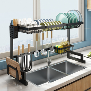 厨房水槽置物架台面多功能碗盘碗碟收纳架洗碗池上晾放碗架沥水架