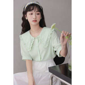 美丽穿名牌艺燕正品官方旗舰店2022新款女装夏装通勤短袖衬衫女