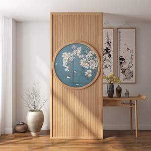 中式屏风隔断客厅实木板创意简约现代办公室玄关挡煞顶天立地座屏