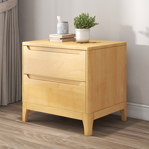 橡木实木床头柜小型超窄烤漆简易原木胡桃木夹缝收纳柜子家用卧室