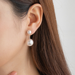 s925纯银珍珠大小耳钉女气质小众轻奢高级设计感耳环2022年新款潮