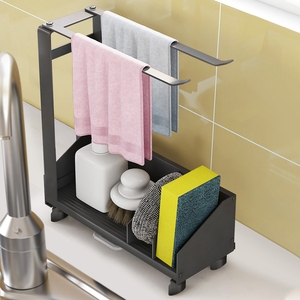 厨房抹布架置物架沥水架收纳神器多功能懒人毛巾架免打孔壁挂式