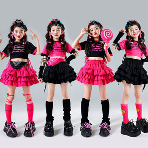 六一女童爵士舞服装多巴胺街舞潮装儿童啦啦队表演模特走秀演出服