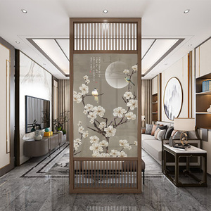 新中式屏风客厅进门玄关酒店茶室厕所门口隔断墙定制实木座屏包邮