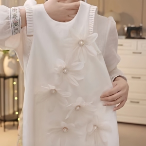 女童夏季大花朵洋气T恤裙2024设计感气质连衣裙无袖时尚背心裙A裙