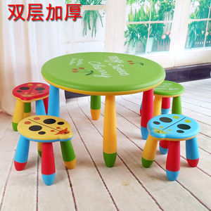 幼儿园专用桌子双层加厚儿童桌椅宝宝学习桌幼儿园桌椅玩具圆桌