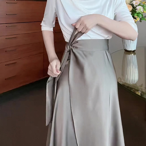 一片式系带设计感半身裙女时尚洋气垂坠感裙子女装2024年春季新款