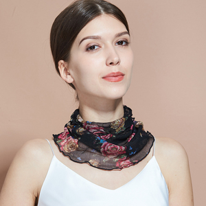 真丝防晒脖套夏季围脖女薄款套头小丝巾桑蚕丝护颈套小围巾假领子