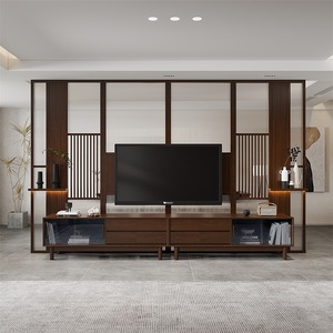 客厅电视柜隔断柜背景墙置物柜卧室隔断玻璃墙实木家具设计定制