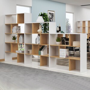 办公室隔断柜屏风双面组合木质书架置物柜创意格子镂空玄关展示柜