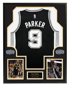 马刺队fmvp 托尼帕克签名球衣 9号帕克 装裱 带证书 收藏