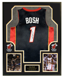 bosh克里斯波什亲笔签名球衣 热火队黑色 1号篮球服 裱框带证书