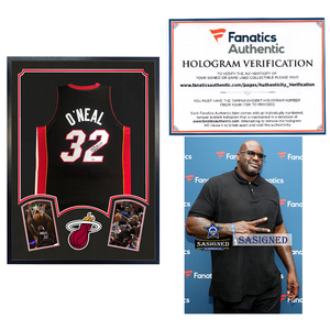 热火 奥尼尔亲笔签名球衣 裱框 含fa sa证书