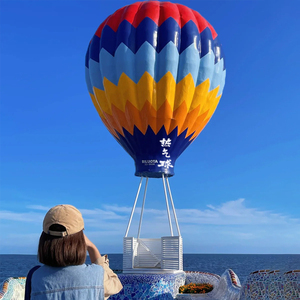 网红热气球玻璃钢雕塑户外城市广场气球屋风车玻璃房打卡装饰摆件