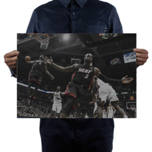 詹韦连线nba经典海报詹姆斯和韦德复古牛皮纸海报 宿舍壁纸装饰画