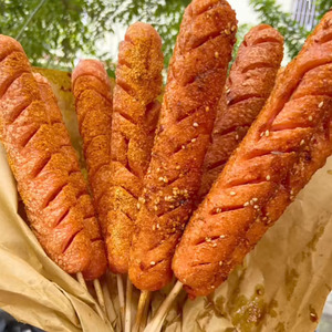 清真大煎烤肠25支一盒淀粉肠网红小吃煎烤炸地摊商用美味解馋包邮