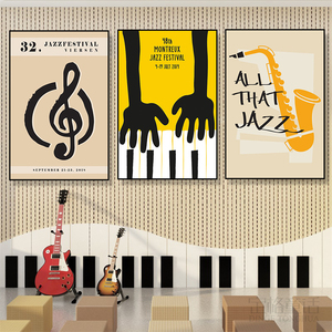 音乐室挂画琴行钢琴房上方背景墙装饰画音符乐谱乐器舞蹈室壁画