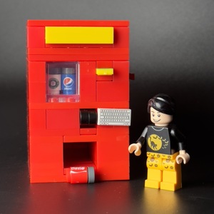 兼容乐高自动饮料贩卖机ATM机灰色可锁保险箱小颗粒拼插积木玩具
