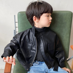 男童皮衣外套2024秋冬新款韩版小童宝宝洋气时髦儿童加绒加厚夹克