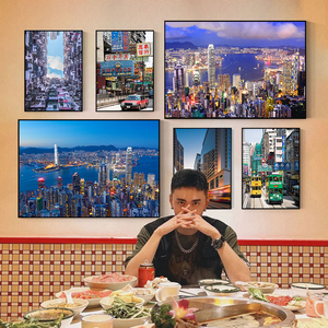 港风装饰画香港街景海报复古冰室奶茶店墙壁画港式茶餐厅墙面挂画