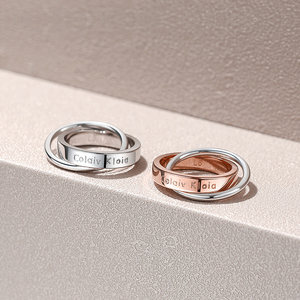 珂爵小ck戒指情侣对戒双环分色单戒女时尚个性素圈男圣诞节礼物