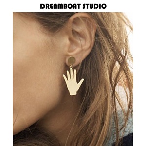 DREAMBOAT 大表姐刘雯同款手掌OK手势不对称耳环趣味个性钛钢镀金