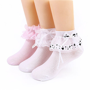花边袜子女童夏季薄款网眼透气花边蕾丝韩国日系可爱宝宝公主袜子