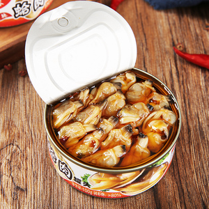 0060人付款天猫小海鲜熟食即食罐装罐头香辣套餐麻辣蛤蜊带鱼扇贝肉