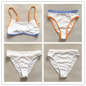 高端品质白色大小胸聚背心比基尼单件上衣高叉高腰露臀三角游泳裤