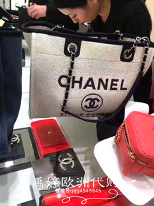 欧洲代购 chanel香奈儿 时尚牛仔帆布购物袋 单肩包沙滩包