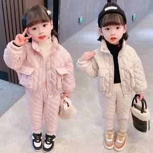 N女童棉衣棉裤加厚二件套2022冬季新款儿童韩版时尚中小童休闲套