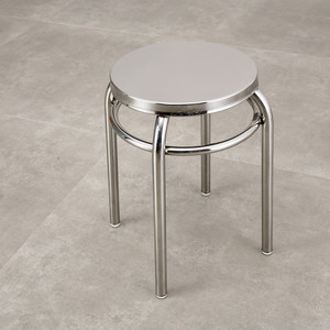 不锈钢凳子加厚实心圆形工业风休闲凳家用简约现代成人金属餐椅