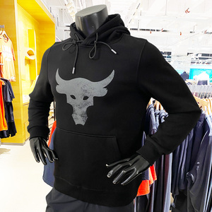 under armourua安德玛男秋冬加绒加厚运动卫衣巨石强森牛头套头衫