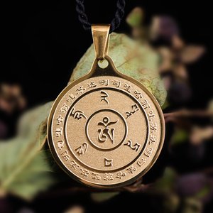 雨宝陀罗尼咒轮吊坠男女款金色经文钛钢项链挂件不掉色饰品