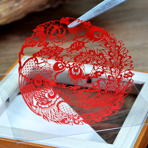 剪纸生肖剪纸画镜框福字年画商务送客户领导老年人中国风礼物
