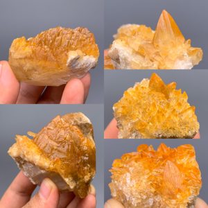 金黄色荧光磷光方解石 天然矿物晶体矿石标本原石宝石奇石摆件