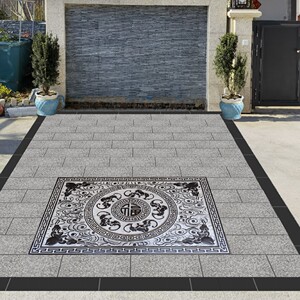 天然石材青石仿古浮雕地雕祥云五福临门家用庭院别墅小院门前