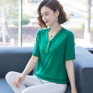 t恤女纯棉上衣大码女装宽松夏季新款中年妈妈女士夏装1831人付款68